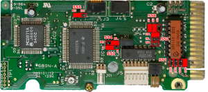 Перемычки на плате Epson SD-680L, выставленные для работы с ZX-Spectrum