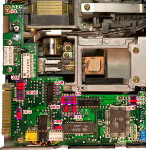 Конфигурация перемычек NEC FD1155C при подключении к ZX-Spectrum