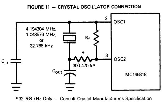 Подключение кварцевого резонатора к MC146818